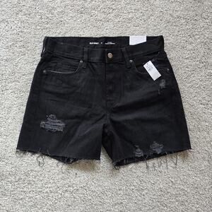 NWT Old Navy Women's Black High‑rise Slouchy Straight Shorts Size 26